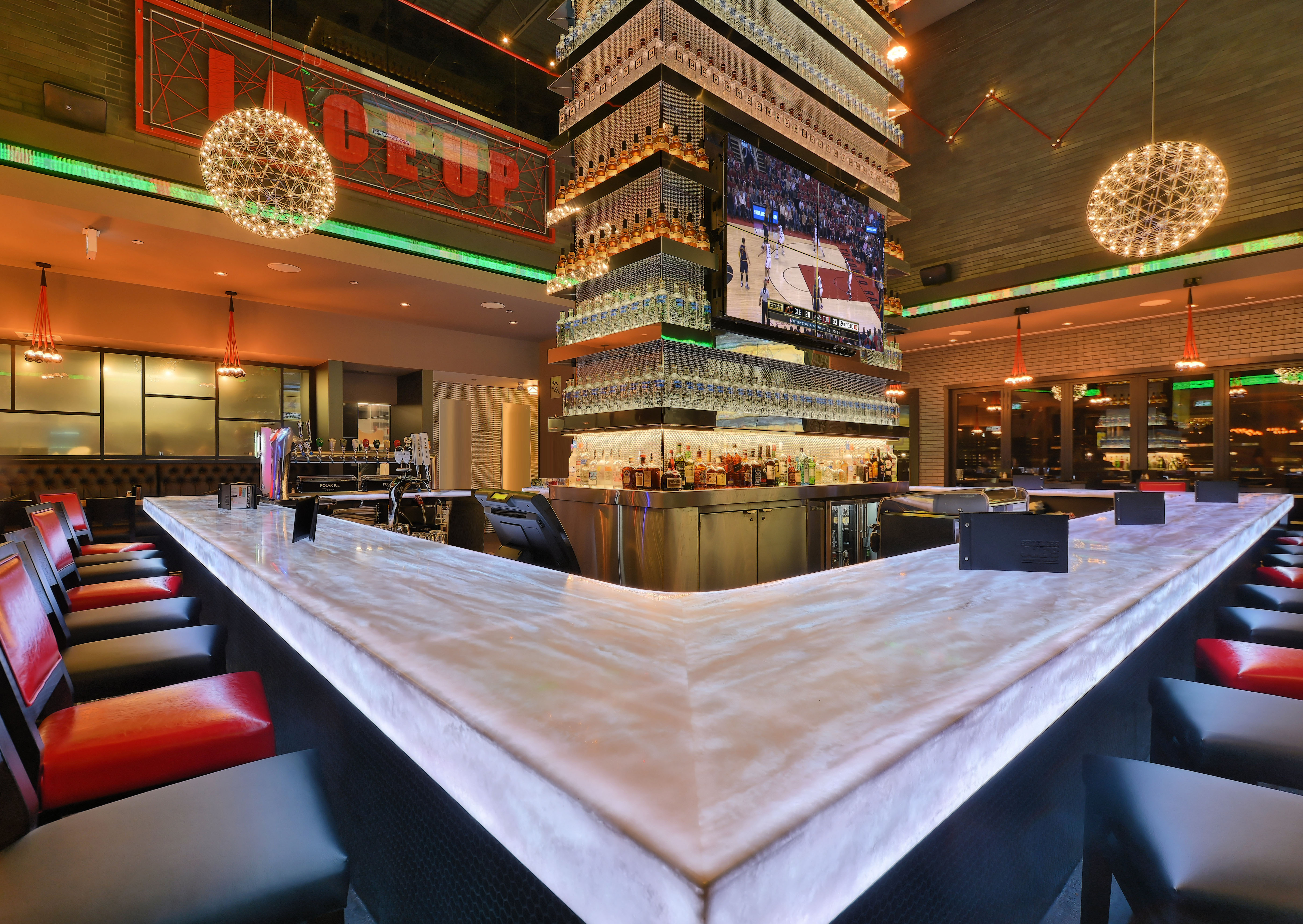 Shoeless Joe's Sports Grill Celebrates New Massive Avonite U-Shaped Bar